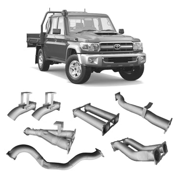 Redback Extreme Duty Twin 4" Exhaust for Toyota Landcruiser 79 Series Dual Cab - Brixton 4x4 - Buy Online Now!